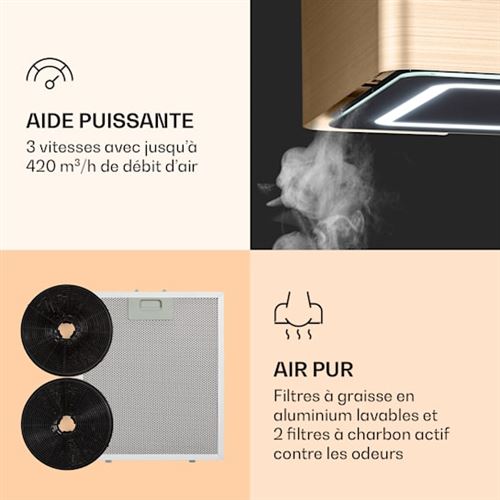 Hotte D'îlot Connectée Klarstein Futurelight Smart – Argent, Classe C