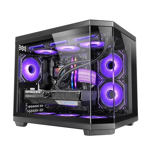 Mars Gaming MC-3TCOREM, Caja Gaming Custom Micro-ATX, Triple Ventana Cristal Templado, Diseño Cámara Dual Lateral, Soporte Refrigeración Líquida 360mm, Gestión Cableado, PC Minitorre, USB-C, Caja PC