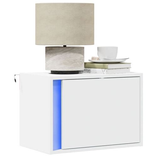 VIDAXL - Table de chevet murale - Flottante - LED - Blanc - Image 2
