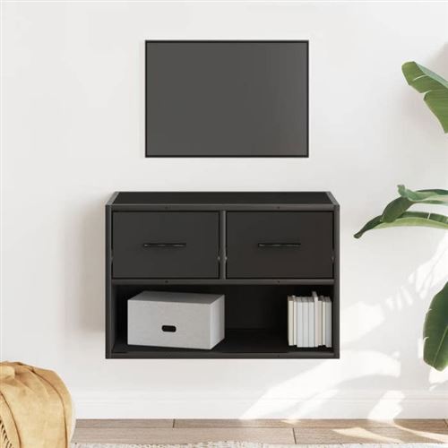 vidaXL Meuble TV noir 60x31x39,5 cm bois d'ingénierie et métal, Meuble hifi, Centre de divertissement, Armoire TV, Meuble 848909