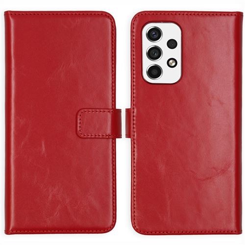 Selencia Étui de téléphone portefeuille en cuir véritable pour Samsung Galaxy A53 Rouge