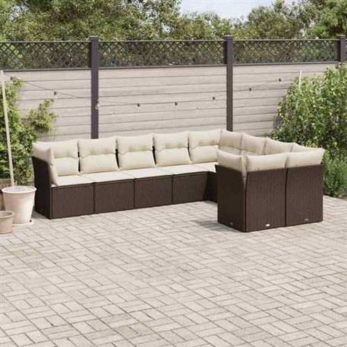 Non Communiqué Marron Salon De Jardin Modulable Vidaxl Rotin 9 Pieces 9 Personnes