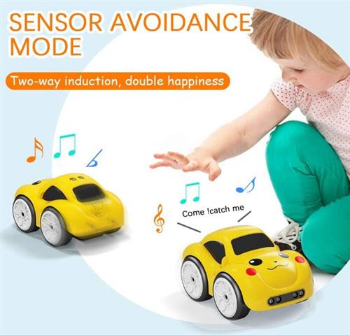 Télécommande Voiture, Rc Cars Cadeaux de Noël pour les enfants 1/18 Sport  électrique Racing Hobby Toy Car Modèle jaune Véhicule pour garçons filles  adultes avec lumières et cie