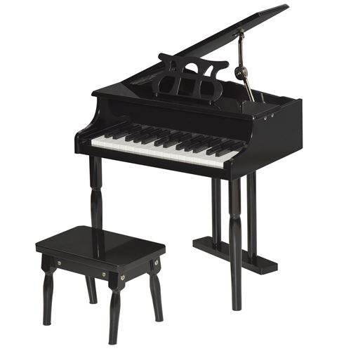Piano &agrave; queue enfant en bois 30 touches - tabouret et pupitre inclus - MDF noir
