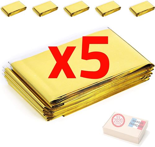 Non Communiqué Doré Et Argenté Takit Couverture De Survie 5X- Réutilisable - Extra Large - 210 * 160Cm - Imperméable - Couverture Chauffante De Survie En Mylar Pour Camping, Randonnée, Premiers Soins - Or & Gris