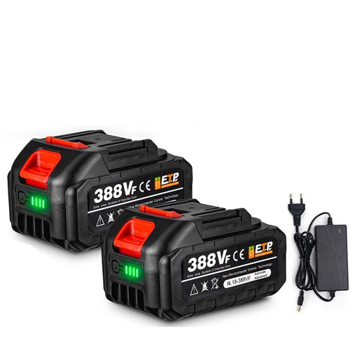 2x 388vf Batterie pour outils électriques Batterie de remplacement rechargeable + Chargeur