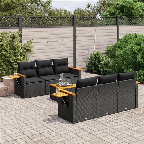 Non Communiqué Noir Salon De Jardin Modulable Vidaxl Resine Tressee 7 Pieces 62.0 X 62 X 69 6 Personnes