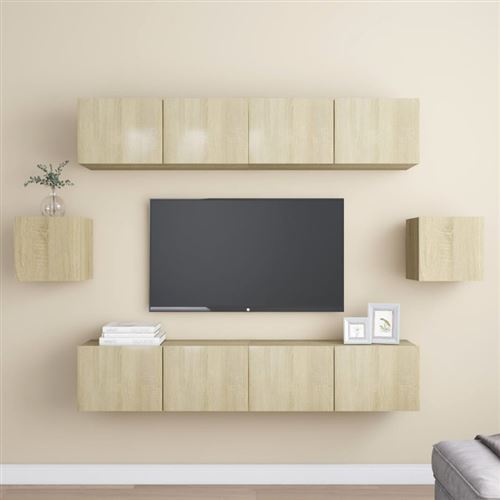 Non Communiqué Brun Ensemble De Meubles Tv 6 Pcs Chêne Sonoma Bois D Ingénierie