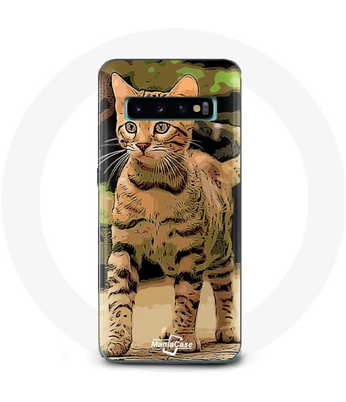 Coque pour Samsung Galaxy S10 Bengal Race de chats dessin Animé Maniacase