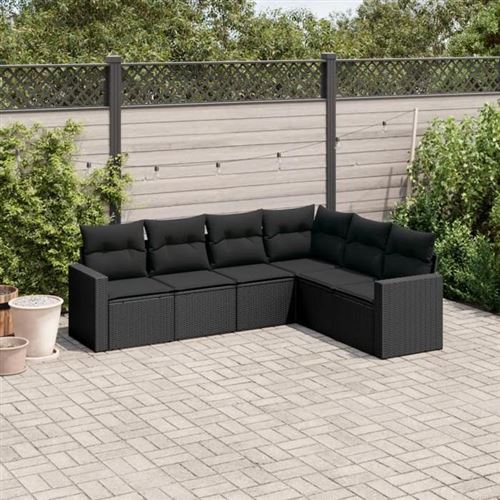 VIDAXL  Salon De Jardin 6 Pcs Avec Coussins Noir R&eacute;sine Tress&eacute;e