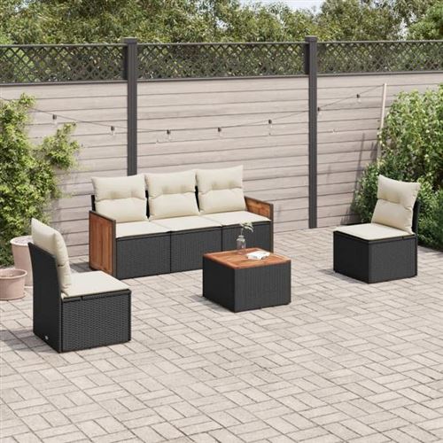 Non Communiqué Noir Vidaxl Salon De Jardin 6 Pcs Avec Coussins Résine Tressée 3259935