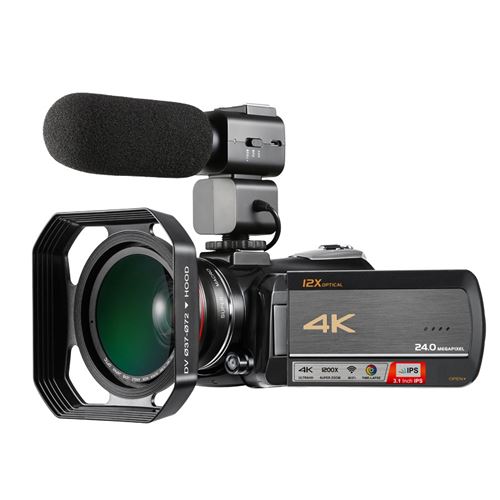 Cam&eacute;scope Num&eacute;rique 4K HD Vision Nocturne WiFi Zoom Optique 12X Avec Microphone