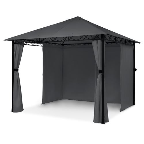 Blumfeldt Mondo Pavillon de jardin avec auvent 295x262x295 acier polyester Pergola Gris