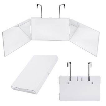 LINFE Miroir 3 Faces Coiffure Rasage, Suspendu RéTractable RéGlable - Blanc - 1