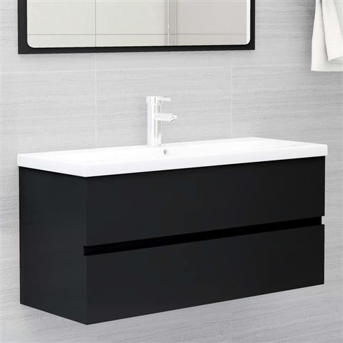 vidaXL Armoire d'évier avec lavabo intégré noir bois d'ingénierie3071658