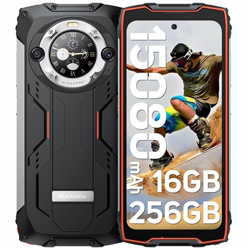 Blackview BV9300 Pro Téléphone Portable Incassable Double Écran Android 13 16Go+256Go 15080mAh/33W 6.7 120Hz 64MP+32MP NFC - Orange