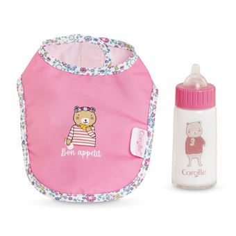 Bavoir Rose et Biberon Magique pour grand poupon 36/42 cm - 1