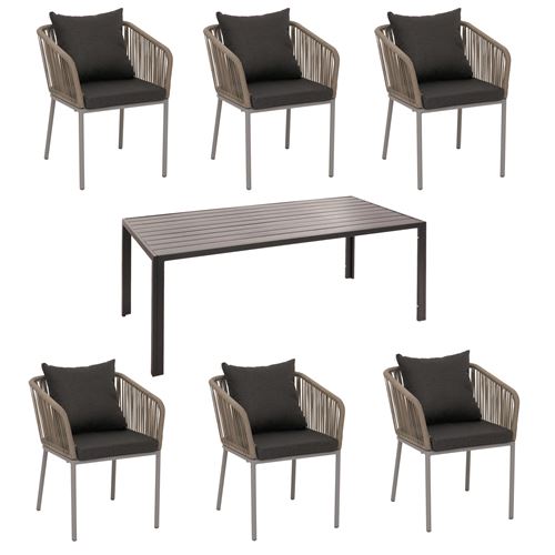 Mendler Gris Ensemble Table Jardin 6 Places - Graphite - Image 3