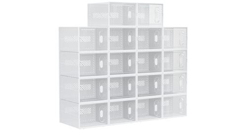 HOMCOM Lot de 8 boites cubes rangement à chaussures modulable avec portes  transparentes - dim. 25L x 35l x 19H cm