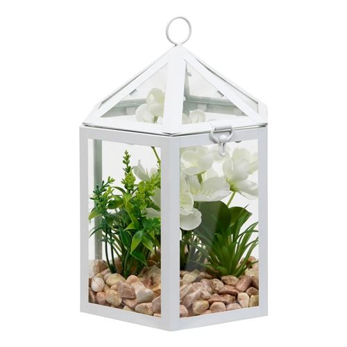 Comparer les prix de Atmosphera Créateur d'intérieur - Terrarium Cage Déco "Fleur de Rose" 23cm Blanc