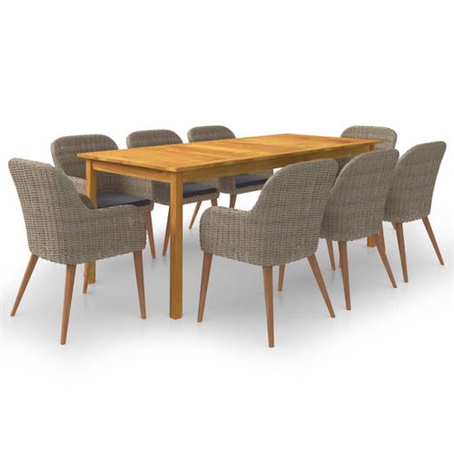 Vidaxl Marron Ensemble De Salle À Manger De Jardin 9 Pcs - Image 2