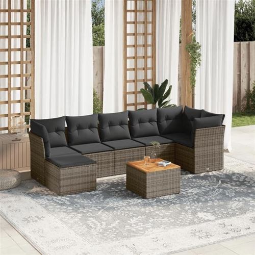 Vidaxl Gris Salon De Jardin 8 Pcs - Image 3