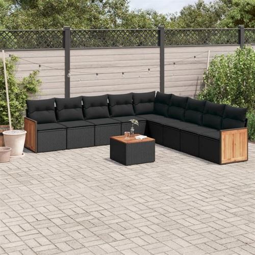 Non Communiqué Noir Salon De Jardin Modulable Vidaxl Resine Tressee 10 Pieces X 59 X 69 9 Personnes