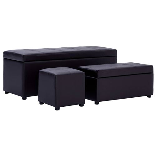 vidaXL Bancs avec repose-pieds 3 pcs Marron Similicuir