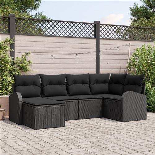 VIDAXL - Ensemble de canapé de jardin - 6 pièces - Noir - Image 2