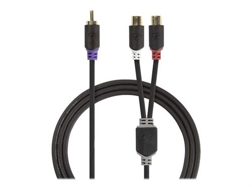 Nedis - Répartiteur audio - RCA mâle pour RCA femelle - 20 cm - anthracite - rond