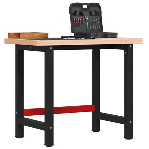 Non Communiqué Beige Vidaxl Établi 100X60x83 Cm Bois Massif De Hêtre Rectangulaire, Table De Travail, Poste De Travail, Table De Travail En Bois, 3309661