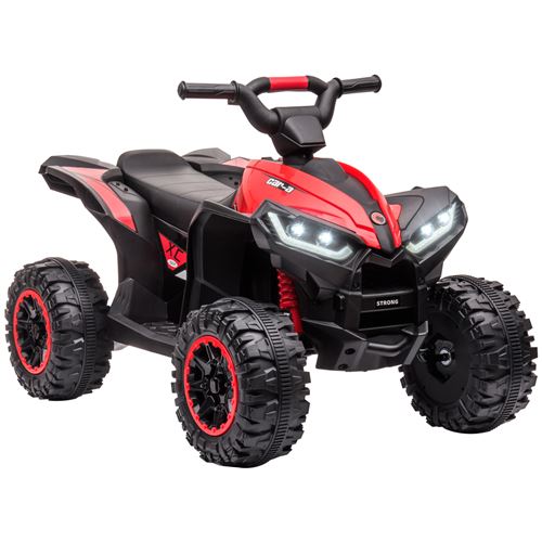 Quad buggy &eacute;lectrique enfant 12 v 3 kmh max. Effets lumineux et sonores rouge noir 
