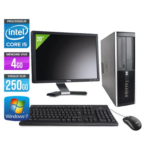 Pc HP Elite 8200 SFF + Ecran 20'' - Noir - Intel Core i5-2400 / 3.10 GHz - RAM 4 Go - HDD 250 Go - DVD - Gigabit Ethernet - Windows 7 Professionnel