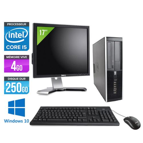 Ordinateur HP Elite 8100 SFF + Ecran 17'' - Noir - Intel Core i5-650 / 3.2 GHz - RAM 4 Go - HDD 250 Go - DVDRW - Gigabit Ethernet - Windows 10 Profess