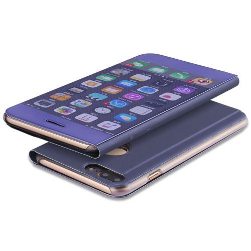 Etui en PU surface miroir plaqué sur smart stand pourpre pour votre Apple Iphone 7 Plus