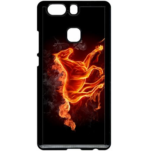 Coque huawei p9+ plus cheval en feu