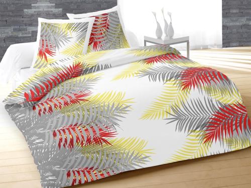 Parure housse de couette coton 57 Fils 240x220 cm TROPICAL gris par Soleil d'ocre