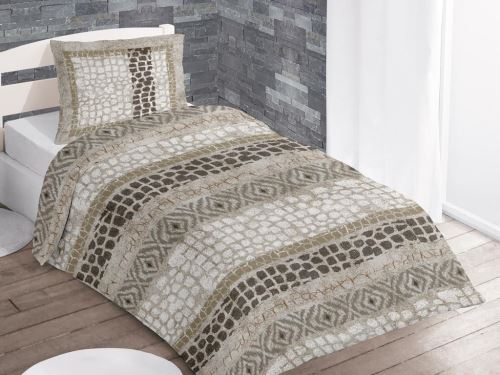 Parure housse de couette en coton 140x200 cm 57 Fils NATURE taupe par Soleil d'ocre
