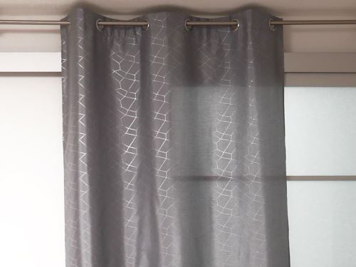 Rideau à oeillet impression argent FIESTA gris