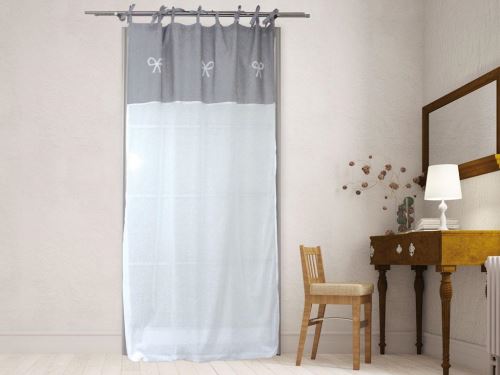 Voile brodé en coton EMILIE gris à nouettes par Soleil d'ocre