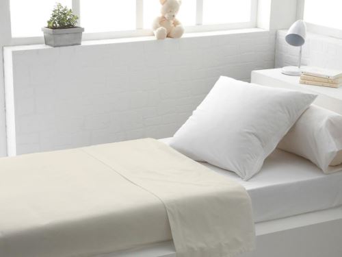 Drap plat 180x290 cm en coton 57 Fils SOLEIL D'OCRE ecru