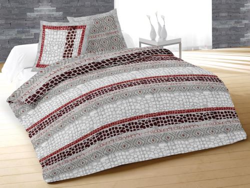Parure housse de couette coton 57 Fils 240x220 cm NATURE rouge par Soleil d'ocre