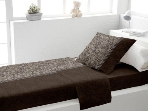 Parure de lit coton 1 place ISPAHAN brun