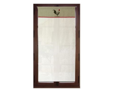Voile porte fenêtre brodé en coton 70x200 cm COQ