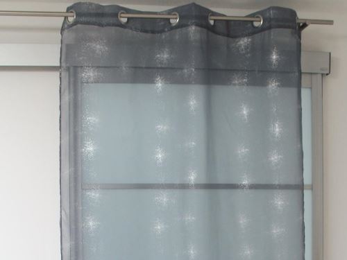Voilage à oeillets impression argent STRASS gris