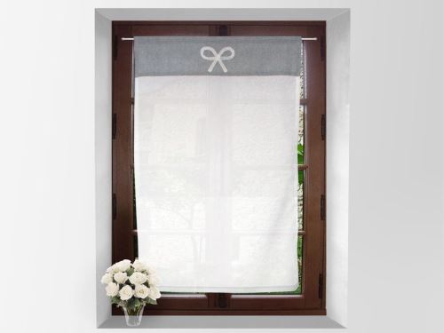 Brise bise brodé en coton 60x90 cm EMILIE gris par Soleil d'ocre