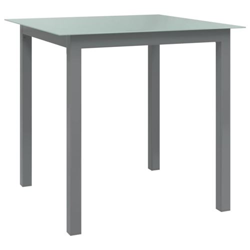 Non Communiqué Gris Table De Jardin Clair 80X80x74 Cm Aluminium Et Verre