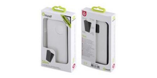 Muvit Slim - Flip cover voor mobiele telefoon - polyurethaan, polycarbonaat - wit - voor Samsung Galaxy S5 Mini