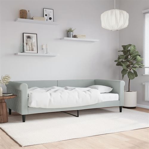 Non Communiqué Gris Clair Vidaxl Slaapbank Met Matras 90X200 Cm Fluweel Lichtgrijs3197747