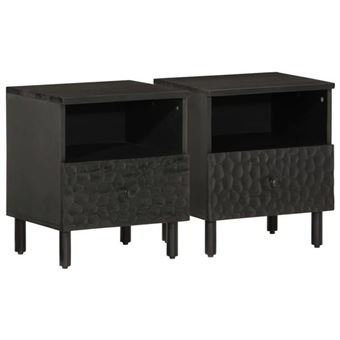 vidaXL Tables de Chevet 2 pcs, Armoires de Lit avec Pieds, Tables de Nuit, Armoires de Nuit Chambre, Moderne, Noir Bois de 356826 - 1